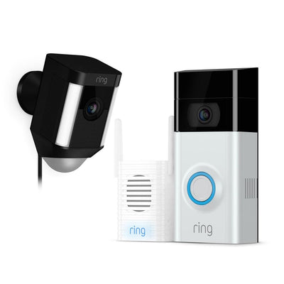 Wireless Video Doorbell 2 with Chime Pro and Spotlight Cam Wired Black - Super Arbor