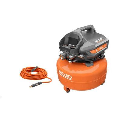 6 Gal. Portable Electric Pancake Air Compressor with 1/4 in. 50 ft. Lay Flat Air Hose - Super Arbor