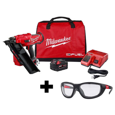 M18 FUEL 3-1/2 in. 18-Volt 30-Degree Lithium-Ion Brushless Framing Nailer Kit and Performance Safety Glasses with Gasket - Super Arbor