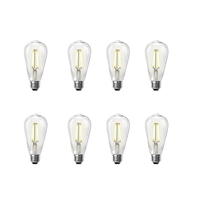 Feit Electric 60-Watt Equivalent ST19 Dimmable LED Clear Glass Vintage Edison Light Bulb With Straight Filament Bright White (8-Pack) - Super Arbor