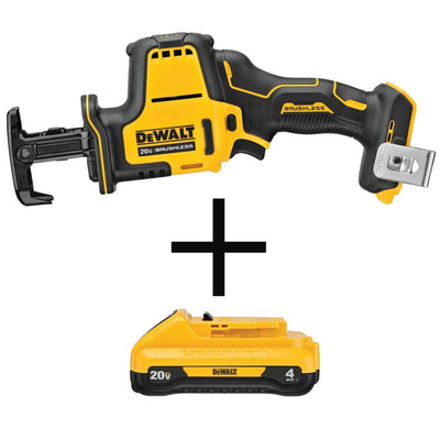 ATOMIC 20-Volt MAX Brushless Compact Reciprocating Saw (Tool-Only) with Bonus 20-Volt MAX Li-Ion 4.0 Ah Compact Battery - Super Arbor