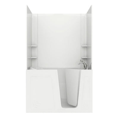 Rampart 5 ft. Walk-in Whirlpool and Air Bathtub with Flat Easy Up Adhesive Wall Surround in White - Super Arbor
