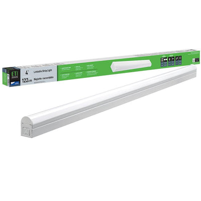 4 ft. 64-Watt Equivalent Integrated LED White Strip Light Fixture 4000K Bright White 1800 Lumens Plug-in or Direct Wire - Super Arbor