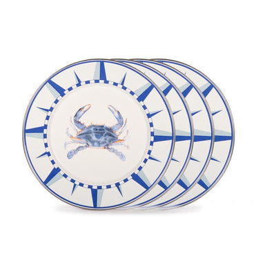 10.5 in. Blue Crab Enamelware Round Dinner Plate Set of 4 - Super Arbor