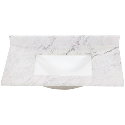37 in. W x 22 in. D Stone Effect Vanity Top in Lunar with White Sink - Super Arbor
