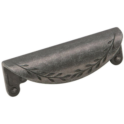 Nature's Splendor 3 in (76 mm) Center-to-Center Wrought Iron Dark Cabinet Drawer Cup Pull - Super Arbor