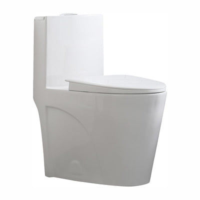 Buxton 1-Piece 1.6 GPF/1.1 GPF Dual Flush Elongated Toilet in White - Super Arbor