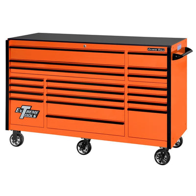 RX 72 in. 19-Drawer Roller Cabinet Tool Chest in Orange with Black Handles and Trim - Super Arbor