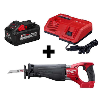 M18 FUEL 18-Volt Lithium-Ion Brushless Cordless SAWZALL Reciprocating Saw with Super Charger and 8.0 Ah Battery - Super Arbor