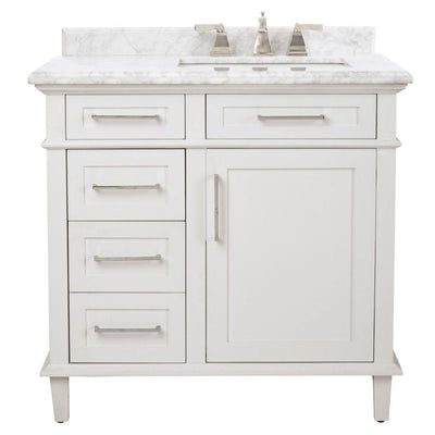 Sonoma 36 in. W x 22 in. D Bath Vanity in White with Carrara Marble Top with White Sinks - Super Arbor