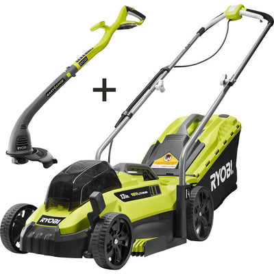 RYOBI 13 in. ONE+ 18-Volt Lithium-Ion Battery Walk Behind Push Lawn Mower & String Trimmer - 4.0 Ah Battery/Charger Included - Super Arbor