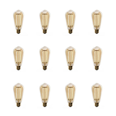 Feit Electric 100-Watt Equivalent ST19 Dimmable LED Amber Glass Vintage Edison Light Bulb With Straight Filament Warm White (12-Pack) - Super Arbor