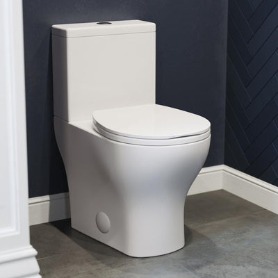 Sublime II 2-piece 0.8/1.28 GPF Dual Flush Round Toilet in Glossy White, Seat Included - Super Arbor