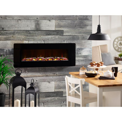 Winslow 48 in. Wall-Mount/Tabletop Linear Electric Fireplace in Black - Super Arbor