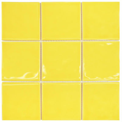 Merola Tile Twist Square Yellow Lemon 11-3/4 in. x 11-3/4 in. Ceramic Mosaic (9.79 sq. ft. /Case) - Super Arbor