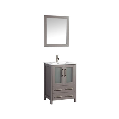 Brescia 24 in. W x 18 in. D x 36 in. H Bath Vanity in Grey with Vanity Top in White with White Basin and Mirror - Super Arbor