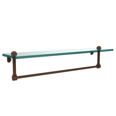 22 in. L  x 5 in. H  x 5 in. W Clear Glass Vanity Bathroom Shelf with Towel Bar in Antique Bronze - Super Arbor