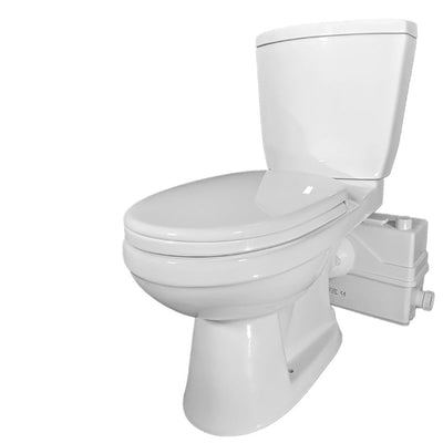 Compact Rear Outlet 2-Piece Macerating Toilet 1.28 GPF  Elongated Dual Top Flush White Includes Seat and 1HP Pump - Super Arbor
