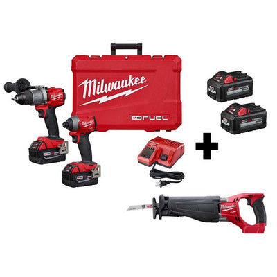 M18 FUEL 18-Volt Lithium-Ion Brushless Cordless Hammer Drill/SAWZALL/Impact Driver Combo Kit (3-Tool) - Super Arbor