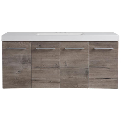 Stella 49 in. W x 19 in. D Wall Hung Bath Vanity in White Washed Oak with Cultured Marble Vanity Top in White with Sink - Super Arbor