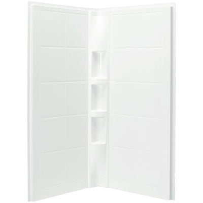 Intrigue 40-1/4 in. x 40-1/4 in. x 80-1/8 in. 3-piece Direct-to-Stud Shower Wall Set in White - Super Arbor