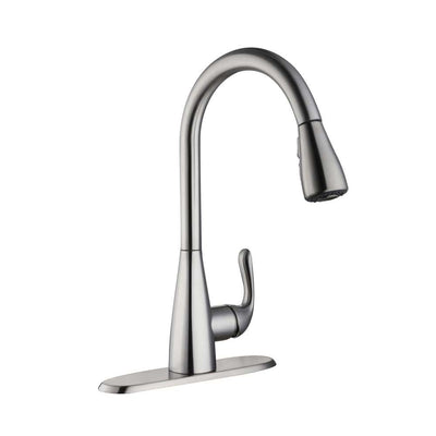 Carla Single-Handle Pull-Down Sprayer Kitchen Faucet in Stainless Steel - Super Arbor
