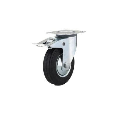 4-29/32 in. black Swivel with Double-Lock Brake plate Caster, 220.5 lb. Load Rating - Super Arbor