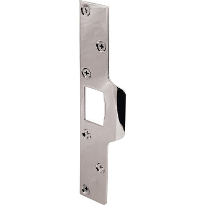 7-7/8 in. Chrome-Plated Steel Maximum Security Latch Strike with 3 in. Long Screws - Super Arbor