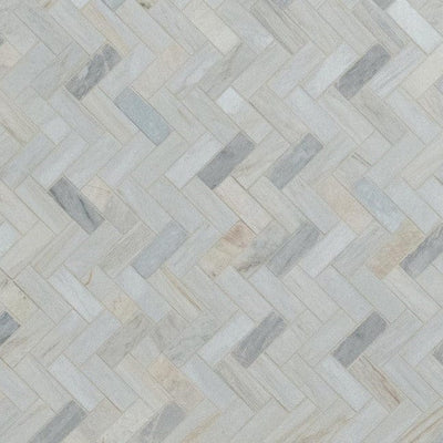 MSI Angora Herringbone 12 in. x 12 in. x 10mm Polished Marble Mesh-Mounted Mosaic Tile (10 sq. ft. / case)