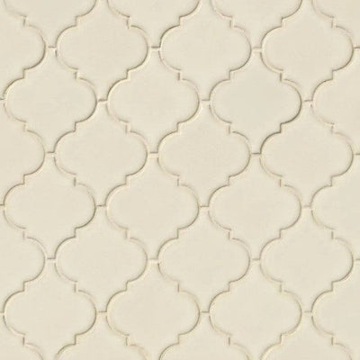 MSI Antique White Arabesque 10-1/2 in. x 15-1/2 in. x 8 mm Glossy Ceramic Mesh-Mounted Mosaic Wall Tile (11.7 sq. ft. /case)