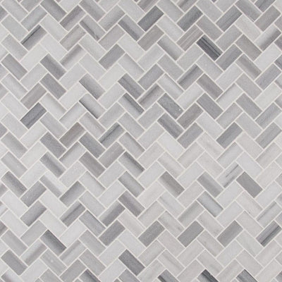 MSI Bergamo Herringbone 12 in. x 12 in. x 10 mm Polished Marble Mesh-Mounted Mosaic Tile (10 sq. ft. / case)