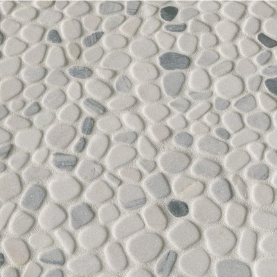 MSI Black/White Pebbles 11.42 in. x 11.42 in. x 10 mm Textured Marble Mesh-Mounted Mosaic Tile (0.91 sq. ft.)