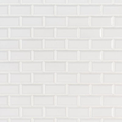 MSI Bright White Bevel 11.47 in. x 11.63 in. x 6 mm Glossy Porcelain Mesh-Mounted Mosaic Tile (13.35 sq. ft. / case)