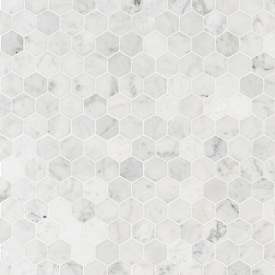 MSI Carrara White Hexagon 12 in. x 12 in. x 10 mm Polished Marble Mesh-Mounted Mosaic Floor and Wall Tile (10 sq. ft. /case)