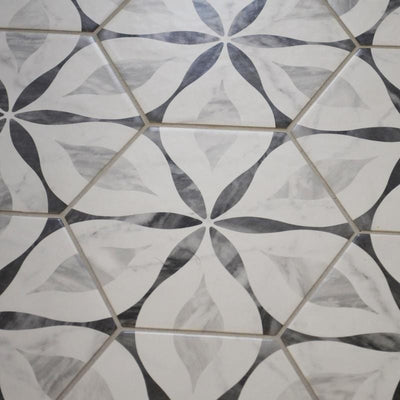 Classico Bardiglio Hex Flower 7 in. x 8 in. Porcelain Floor and Wall Tile (7.5 sq. ft./Case)