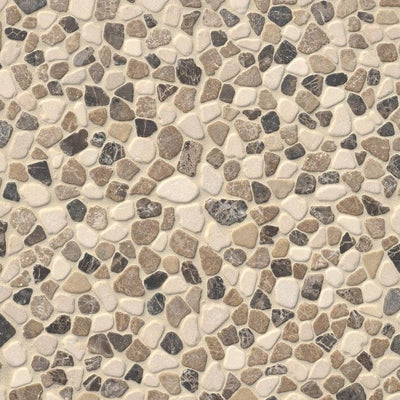 MSI Mix Marble Pebbles 11.42 in. x 11.42 in. x 10mm Textured Marble Mesh-Mounted Mosaic Tile (9.1 sq. ft. / case)
