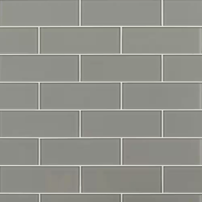 MSI Pebble 3 in. x 9 in. x 8mm Glossy Glass Gray Subway Tile (3.8 sq. ft. /case)