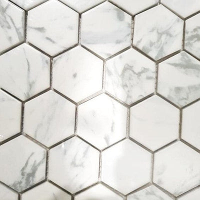 Regent Carrara 12-in x 12-in Matte Porcelain Hexagon Marble Look Floor and Wall Tile (0.93-sq. ft/ Piece)