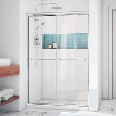 Arizona Shower Door Lite-Euro Recessed 67.375-in H x 56-in to 60-in W Semi-Frameless Bypass/Sliding Polished Chrome Shower Door - Super Arbor