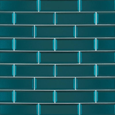 MSI Verde Azul Beveled 2.5 in. x 9 in. x 8mm Glossy Glass Blue Subway Tile (5.6 sq. ft. / case)