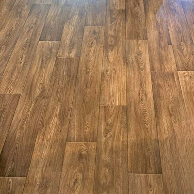 STAINMASTER 12-ft W x Cut-to-Length West Haven Oak Wood Look Low-Gloss Finish Sheet Vinyl