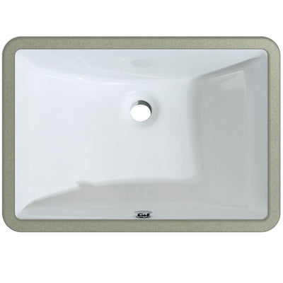 LUXIER 21 in. x 14-3/4 in. Rectangular Ceramic Undermount Bathroom Sink in White with Overflow - Super Arbor