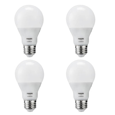 Philips 60-Watt Equivalent A19 SceneSwitch LED Light Bulb Soft White (2700K)/Amber (2500K)/ Warm Glow (2200K) (4-Pack) - Super Arbor