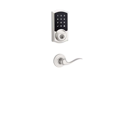 Z-Wave SmartCode Touchscreen Satin Nickel Single Cylinder Electronic Deadbolt featuring Tustin Hall/Closet Lever - Super Arbor