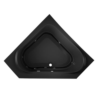 CAPELLA 60 in. x 60 in. Acrylic Corner Drop-In Center Drain Whirlpool Bathtub with Heater in Black - Super Arbor