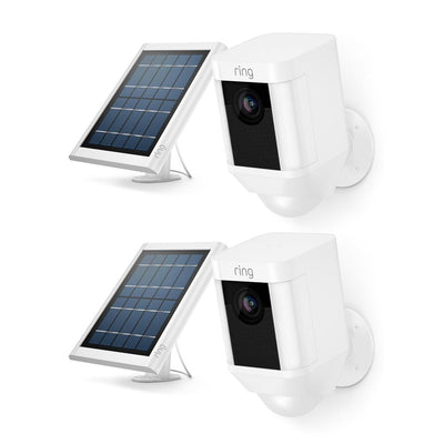 Spotlight Cam Solar Outdoor Security Wireless Standard Surveillance Camera in White (2-pack) - Super Arbor