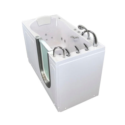 Deluxe 55 in. Acrylic Walk-In Whirlpool and Air Bath Bathtub in White, Fast Fill Faucet Set, RHS 2 in. Dual Drain - Super Arbor