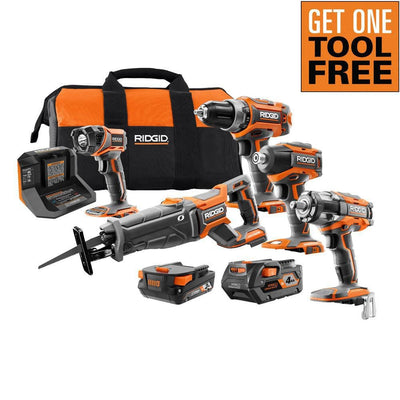18V Lithium-Ion Brushless 4-Tool Combo Kit with (1)2.0 Battery, (1)4.0 Battery, Charger, Bag w/Free OCTANE Impact Wrench - Super Arbor