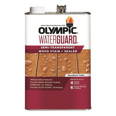 Olympic WaterGuard 1 gal. Woodland Cedar Semi-Transparent Wood Stain and Sealer - Super Arbor