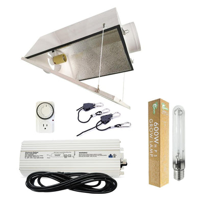 600-Watt HPS Grow Light System with 6 in. Large Air Cooled Hood Reflector with Glass - Super Arbor